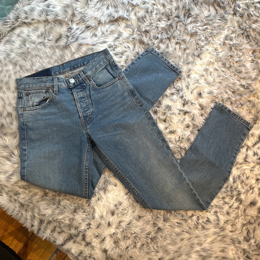ReDone Light Blue Straight Leg Jeans Distressed Denim size 24 XS NWOT tailored - Picture 3 of 10